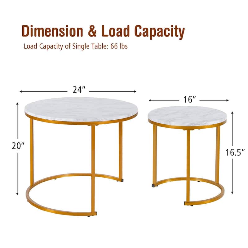 2PCS Nesting Coffee Table Stacking Side Tables Vintage End Tables