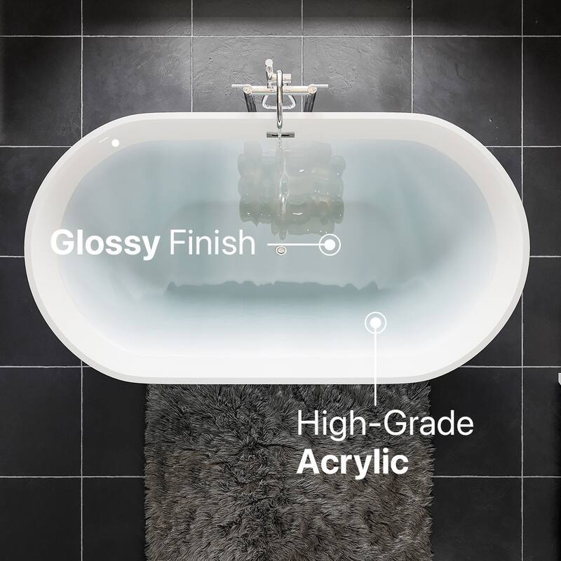 Eviva Aries 59" Glossy White Acrylic Freestanding Bathtub