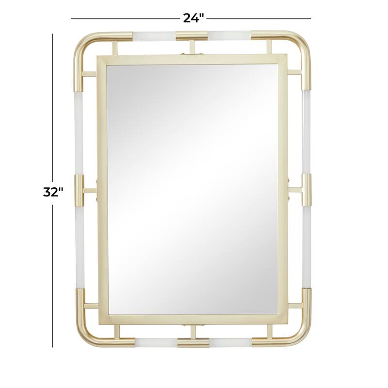 Metal Wall Mirror with Acrylic Details - Gold - CosmoLiving by Cosmopolitan - 1"W x 24"L x 32"H