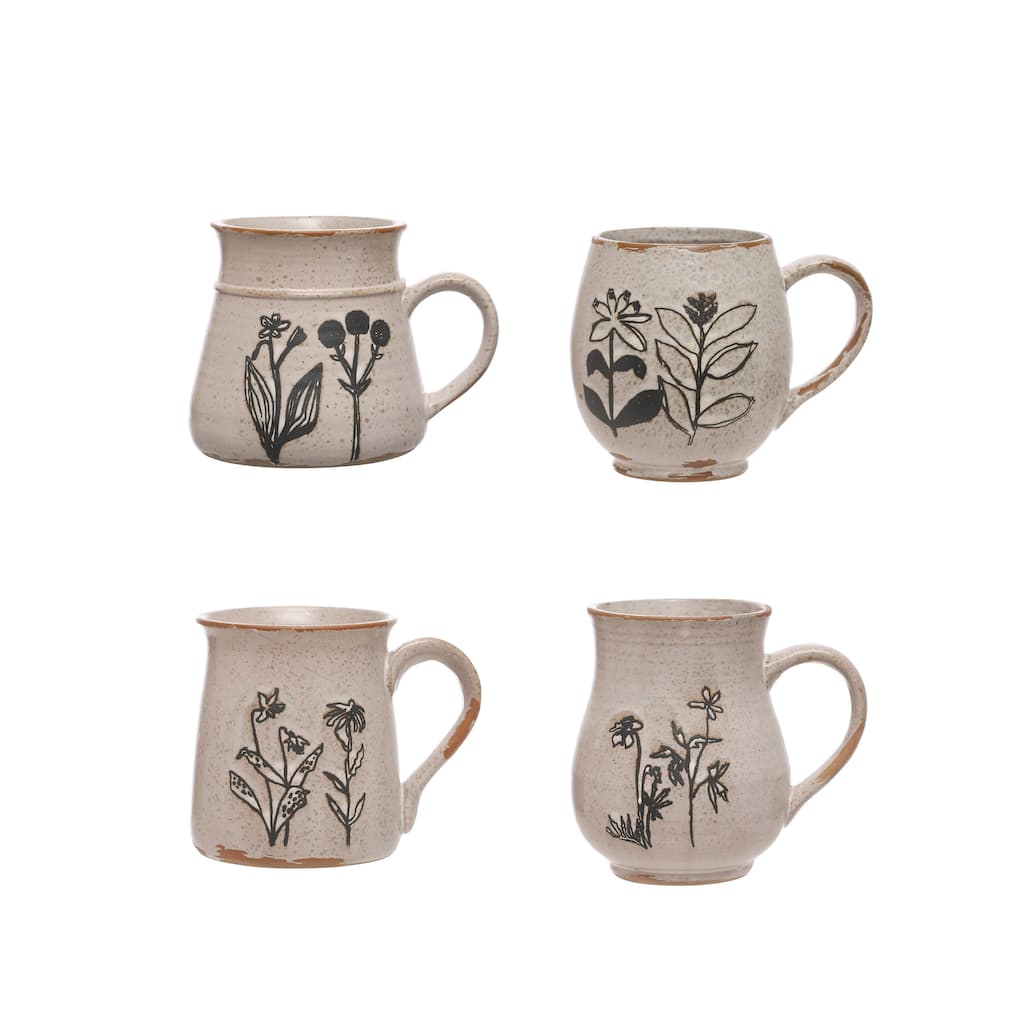 Stoneware Mug with Reactive Glaze and Various Mug Shapes - 5.3"L x 4.0"W x 4.0"H