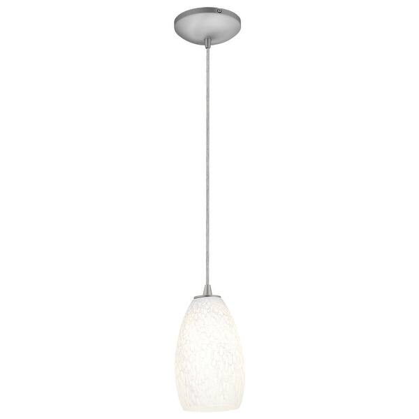 slide 2 of 9, Access Lighting Champagne Steel Integrated LED Cord Pendant, White Stone Shade