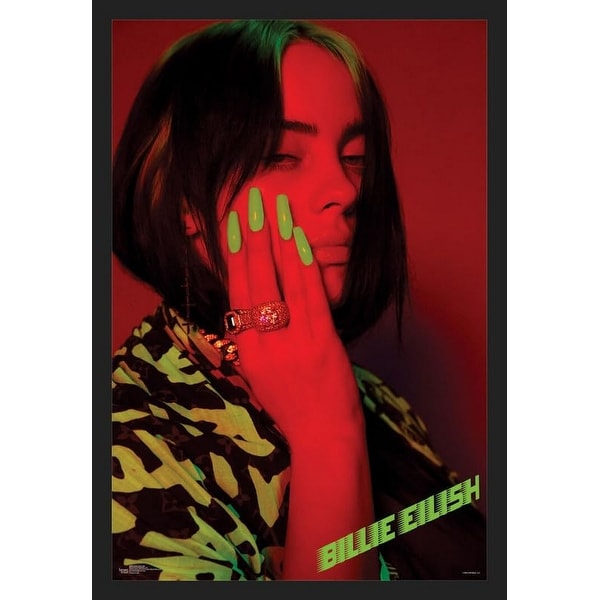 Billie Eilish Green Nails Framed Poster - 24 x 36 Inch - Bed Bath