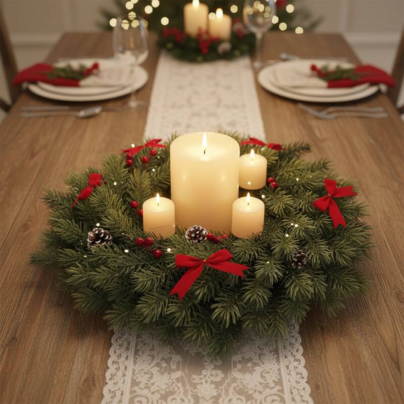 Green Pine Artificial Christmas Wreath, 11.75-Inch, Unlit