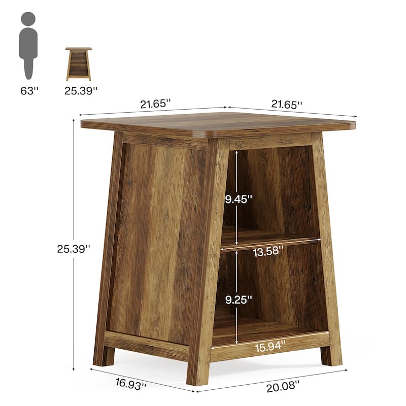 3-Tier End Table with Storage Shelves