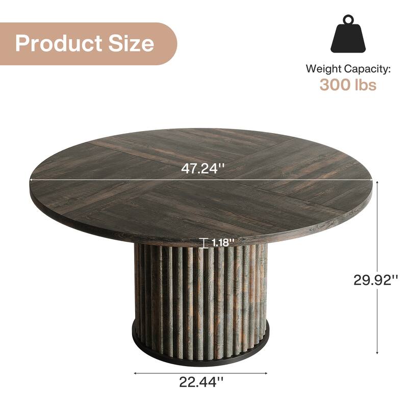 47 Inch Round Conference Table with Metal Base - 47.24" W x 47.24" D x 29.92" H