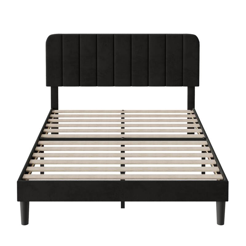 Javlergo Upholstered Bed Frames with Height-adjustable Headboard