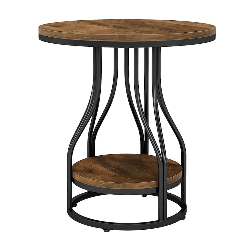 Round End Table, 2-Tier Side Tables, Modern Bedside Table, Small Chirside Tables for Couch Side