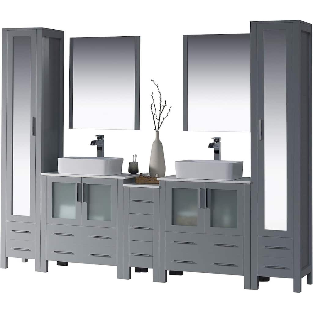 Blossom Sydney 102" Double Sink Vanity Set with Linen Closet & Mirrors