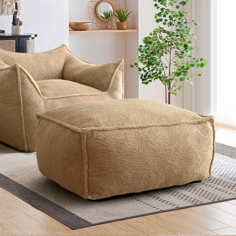 Lazy Sofa Chair Bean Bag Chair Sofa with Ottoman - Khaki