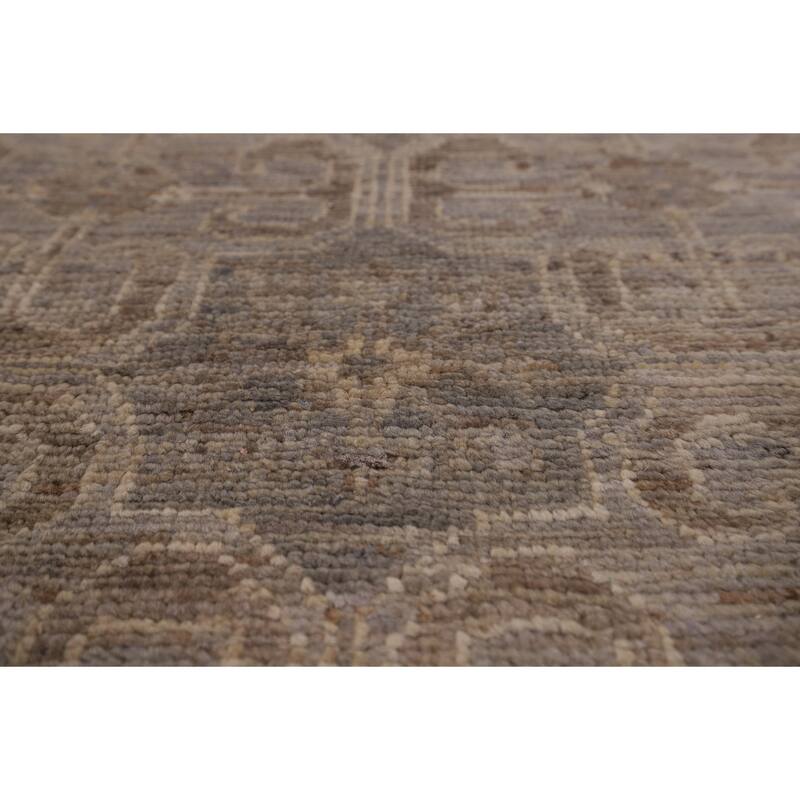 All-Over Geometric Oushak Vegetable Dye Rug Hand-Knotted Wool Carpet - 8'0" x 9'11"