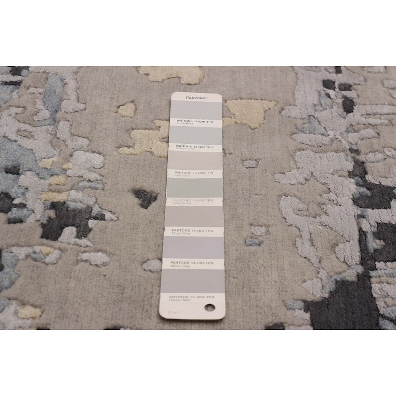 ECARPETGALLERY Hand-knotted Alma Light Grey Silk, Wool Rug - 7'10 x 9'9