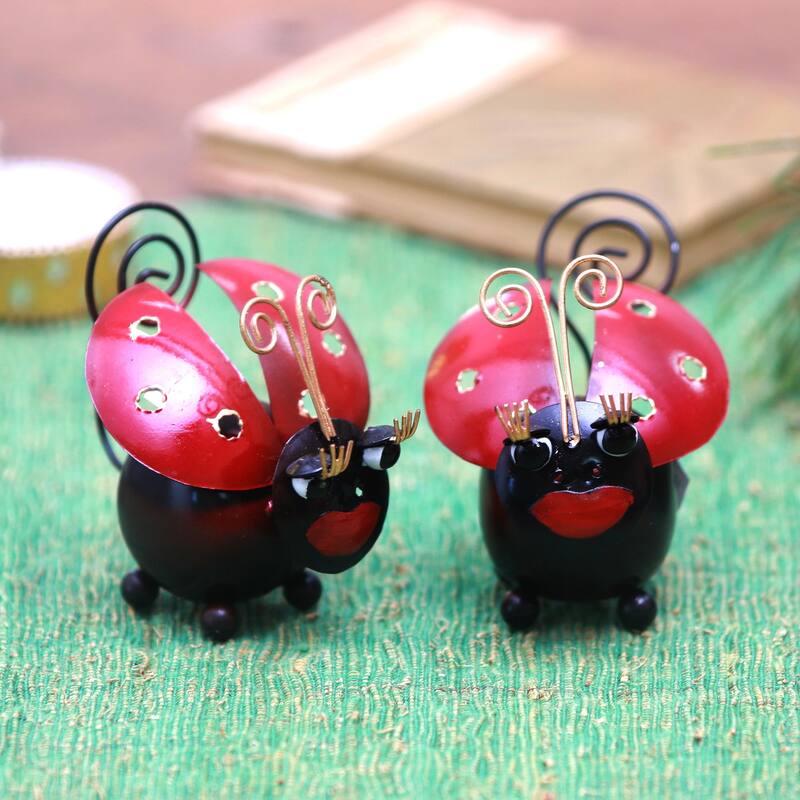Novica Handmade Lady Bug Duo Steel Decorative Accents (Pair)