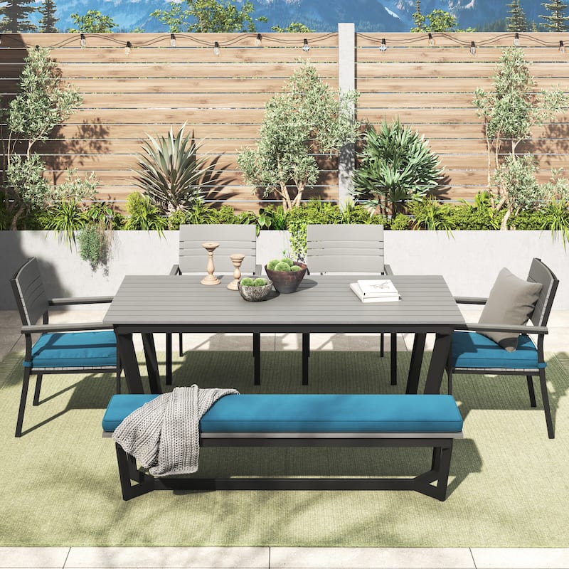 Corvus Orville 6-piece Aluminum Outdoor Dining Set with WPC Table Top