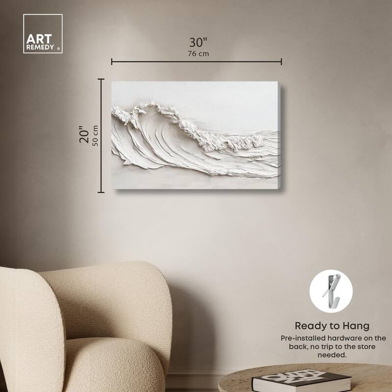 Wave on White Canvas by Art Remedy, Gallery Wrapped