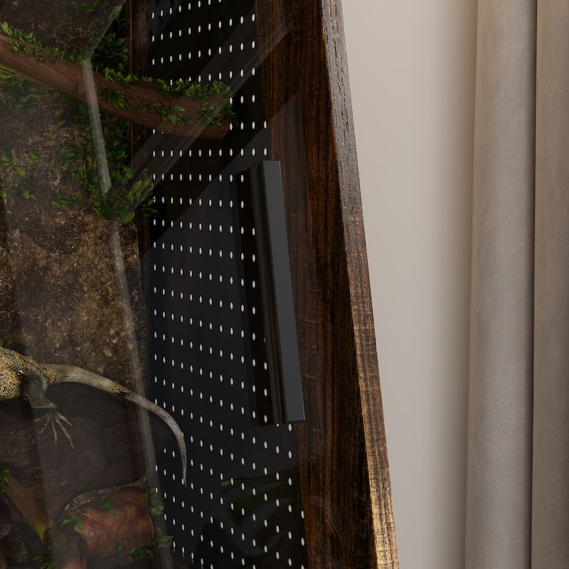 Multi-Functional Reptile Terrarium Cabinet with Sliding Glass Doors, Plant Shelf & Storage Base Vivarium Stand with Lighting Bar