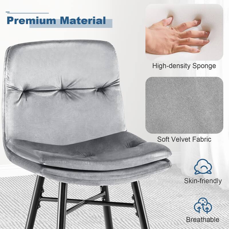 Costway Set of 2 Velvet Bar Stools Bar Height Kitchen Dining Chairs - See Details