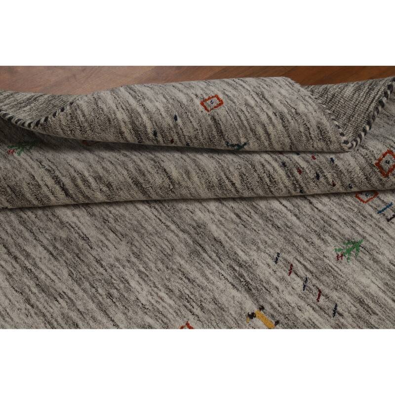 Hand Knotted Oriental 100% Wool Carpet Tribal Stripe Beige & Ivories Gabbeh Area Rug - 5' 11'' X 4' 1''