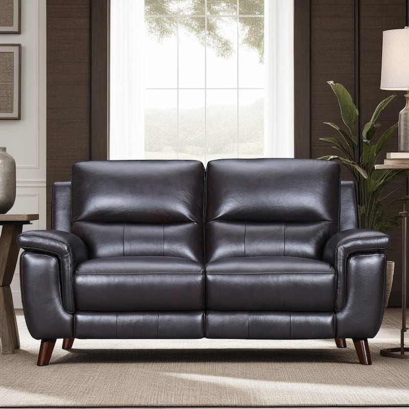 Lizette 65" Dove Grey or Brown Leather Power Recliner Loveseat with USB - Brown