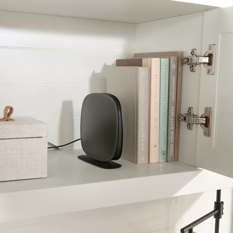 Wood Hutch with Cabinet Open Shelves, White - 60.00" W x 14.57" D x 39.13" H