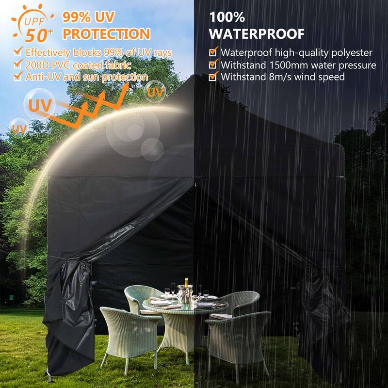 Aoodor 10' x 10' Pop Up Canopy with Church Windows Sidewalls - 10x10ft