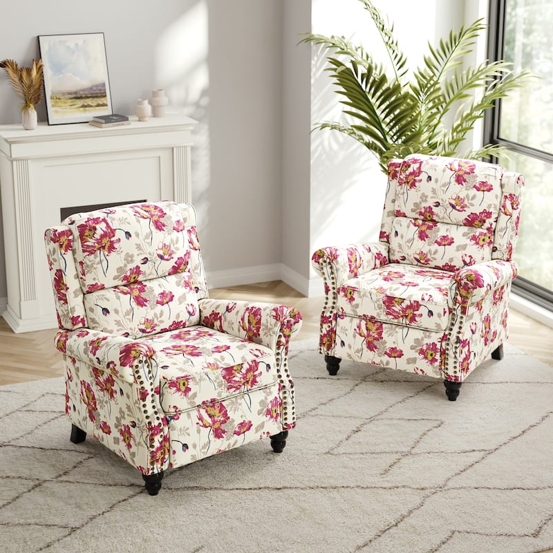 Nail-head Padded Seat Pushback Recliner Chair