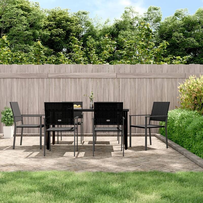 vidaXL Patio Dining Set Outdoor Dining Table and Chair Poly Rattan and Steel
