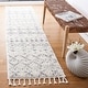 preview thumbnail 41 of 117, SAFAVIEH Berber Fringe Shag Leatha Trellis Rug 2'2" x 8' Runner - Ivory/Grey - Runner