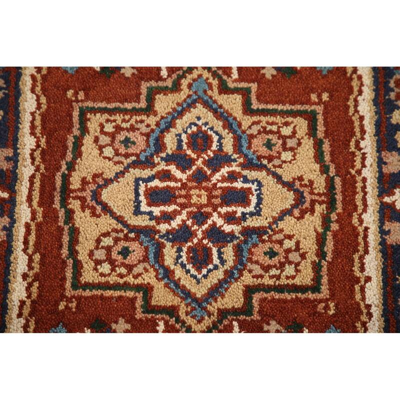 Hand Knotted Oriental 100% Wool Carpet Traditional Medallion Oranges & Rust Heriz (serapi) Area Rug - 3' 0'' X 2' 0''