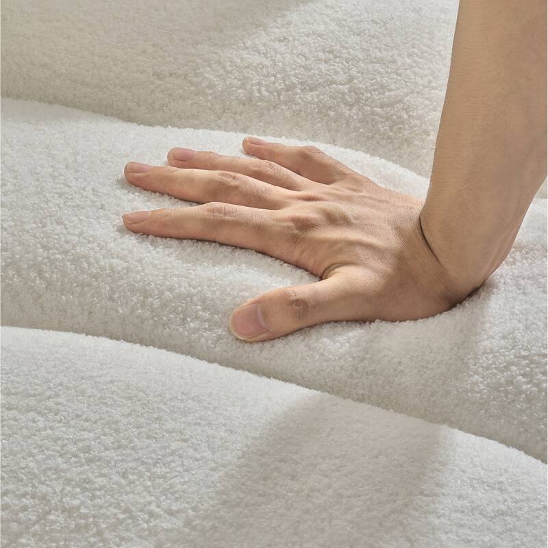 91.7" Modern Teddy Sectional Sofa with Storage Console, USB Ports & Cup Holders, Upholstered L-Shaped Couch with Chaise Lounges