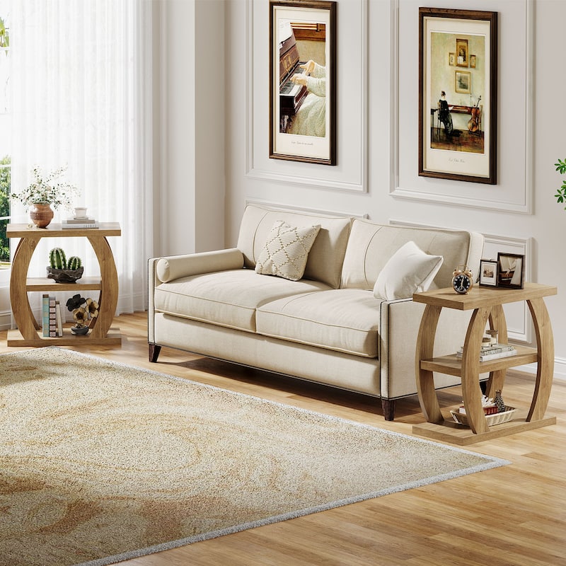 3 Tier Wood End Table for Living Room