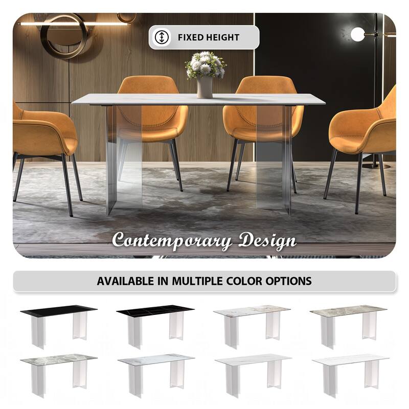 Kova Rectangular Dining Table with Sintered Stone/Glass Top