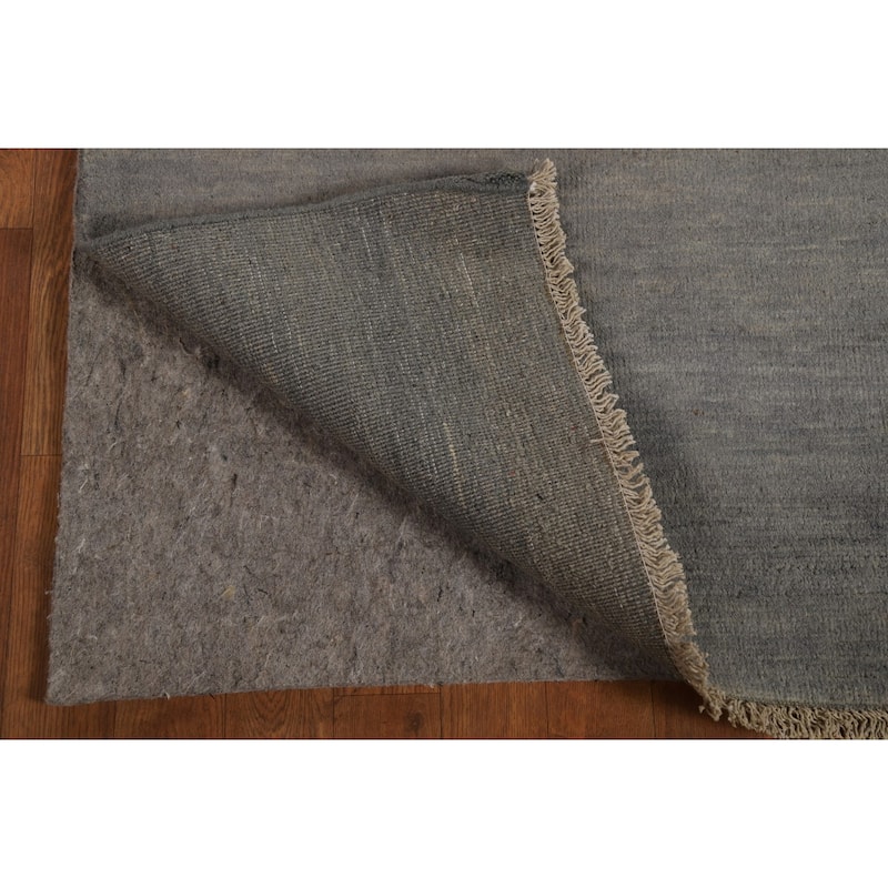 Gabbeh Modern Runner Rug Hand-Knotted Grey Wool Carpet - 2'9"x 9'7"
