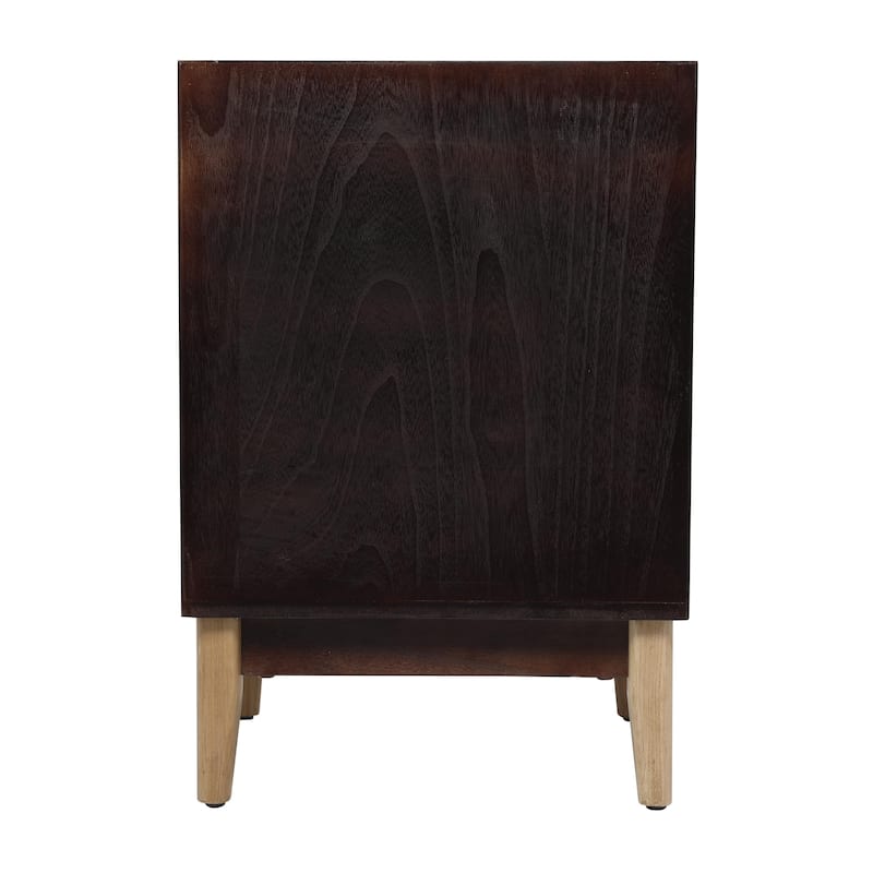 Sierra 26" Height Black and Natural Cane 1-Drawer Modern Nightstand