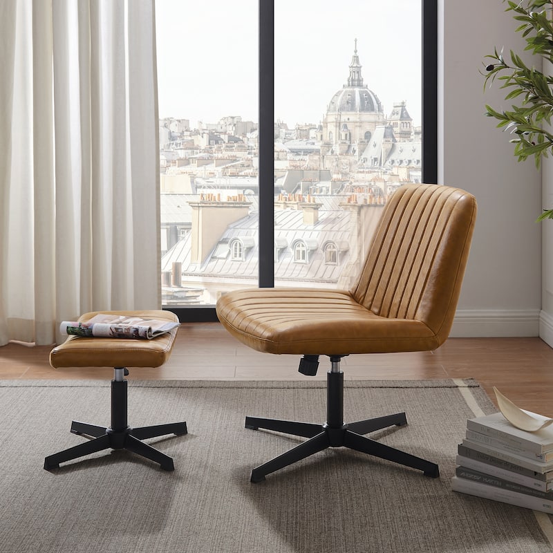 Art Leon Swivel and Adjustable Accent Chair with Ottoman