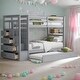preview thumbnail 2 of 11, Elegant Design Twin Over Twin Bunk Bed With Trundle And Staircase, Built-In Storage,Gray
