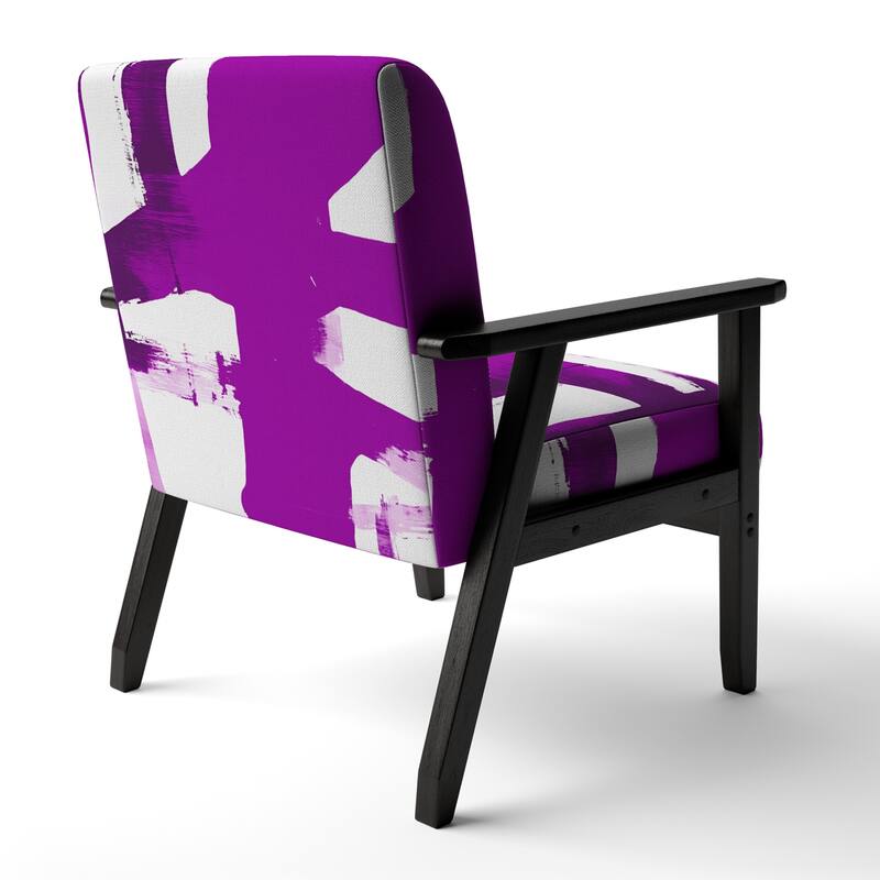 Designart "Black & White Crossing Paths I" Upholstered Abstract Accent Chair - Modern Arm Chair For Bedroom