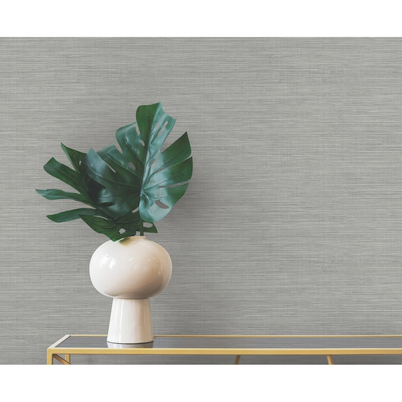 Winn Grey Faux Grasscloth Wallpaper