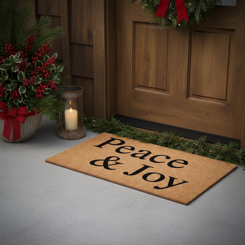 HomeRoots 17" X 29" Brown And Black Christmas Outdoor Coir Door Mat - 17.00' X '29.00 - 17.00' X '29.00