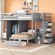 preview thumbnail 2 of 28, Full Over Twin Bunk Bed with Wardrobe & Drawers, Grey