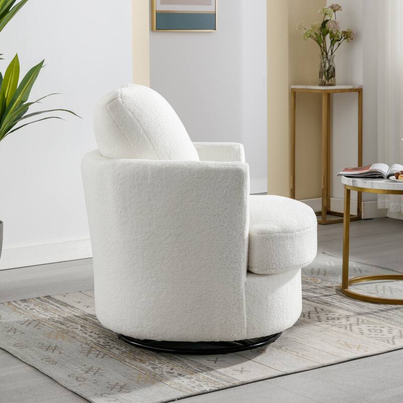 Modern Upholstered Swivel Barrel Chair for Living Room