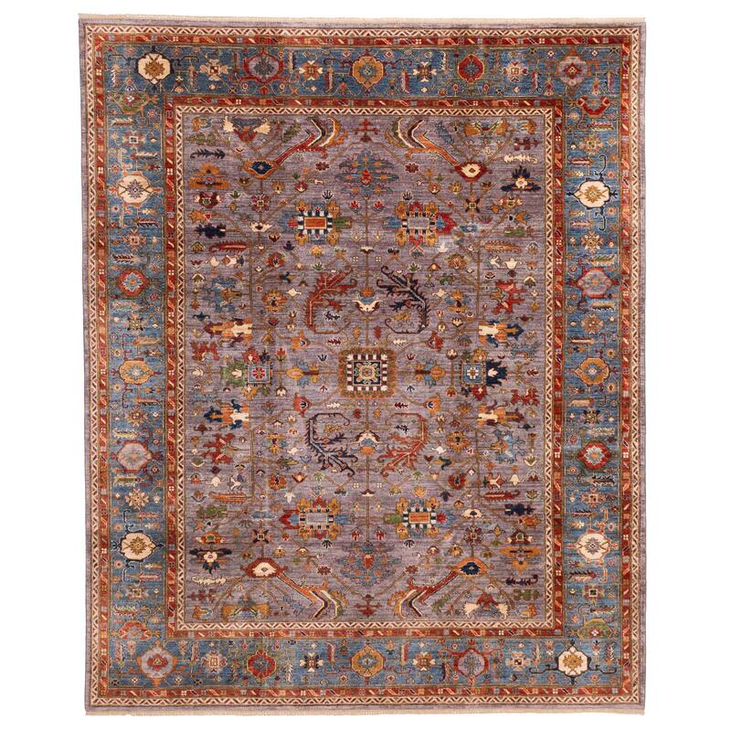 ECARPETGALLERY Hand-knotted Modern Ersari Light Purple Wool Rug - 8'3 x 9'10