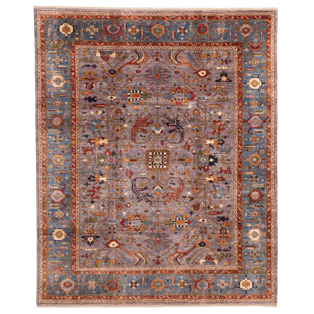 ECARPETGALLERY Hand-knotted Modern Ersari Light Purple Wool Rug - 8'3 x 9'10