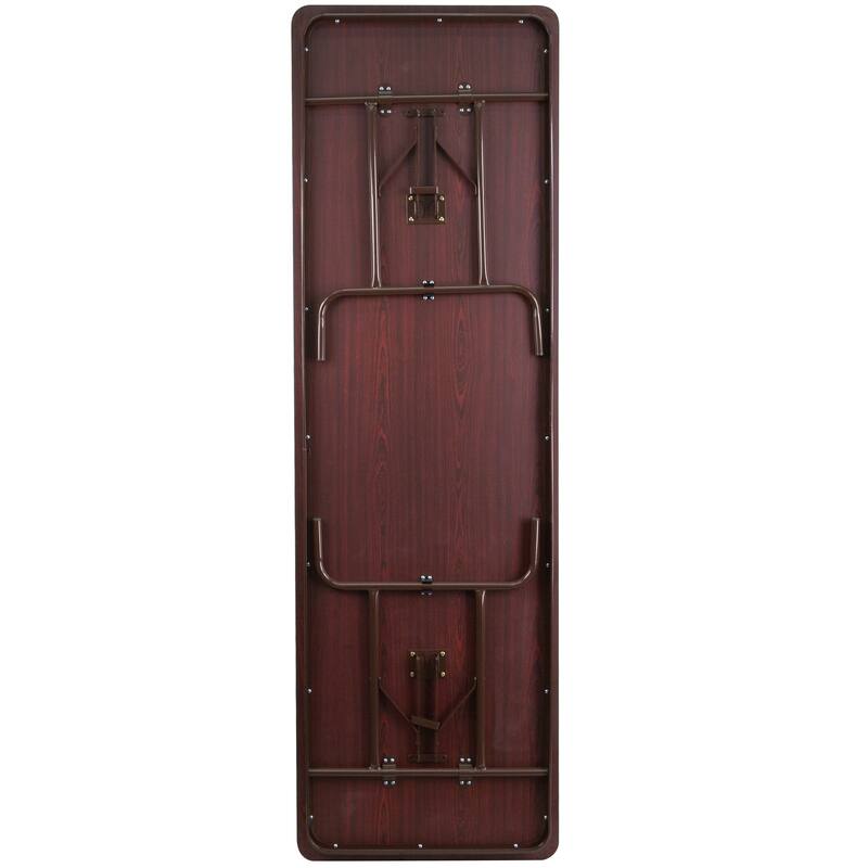 30" x 96" Rectangular High Pressure Mahogany Laminate Folding Banquet Table