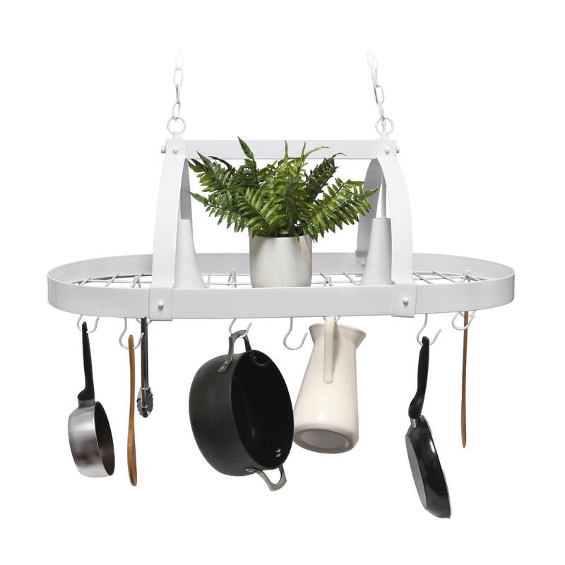 2-Light Metal Hanging Pot Rack Ceiling Light - 35.5" - White