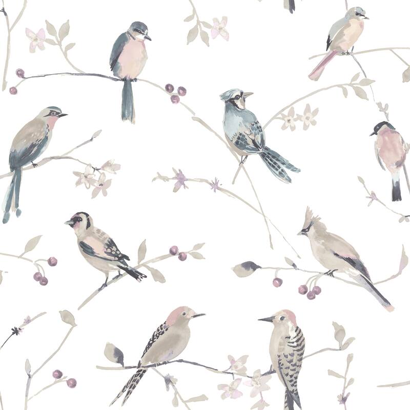 Chesapeake Birdsong Mauve Trail Wallpaper