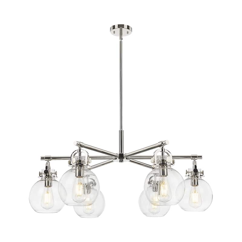 Innovations Lighting Downtown Urban - Newton Sphere - 6 Light 26" Stem Hung Arched-Frame Chandelier