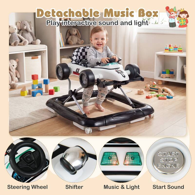 Gymax 4-in-1 Baby Push Walker Activity Center w/3-Level Adjustable