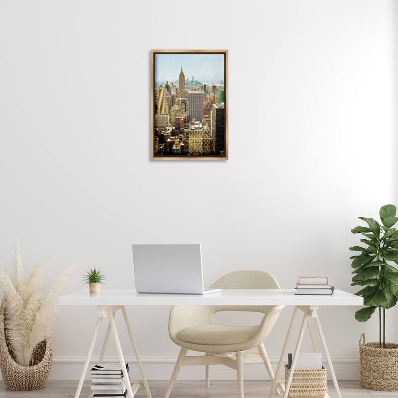 Stupell Overlooking Cityscape Buildings Framed Floater Canvas Wall Art Design By Seven Trees Design
