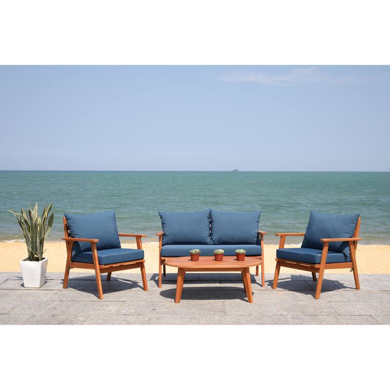 SAFAVIEH Outdoor Deacon 4-piece Conversation Patio Set. - 49" W x 30" D x 31" H