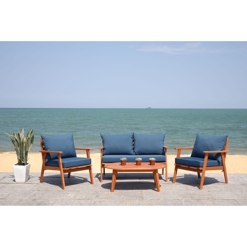 SAFAVIEH Outdoor Deacon 4-piece Conversation Patio Set. - 49" W x 30" D x 31" H